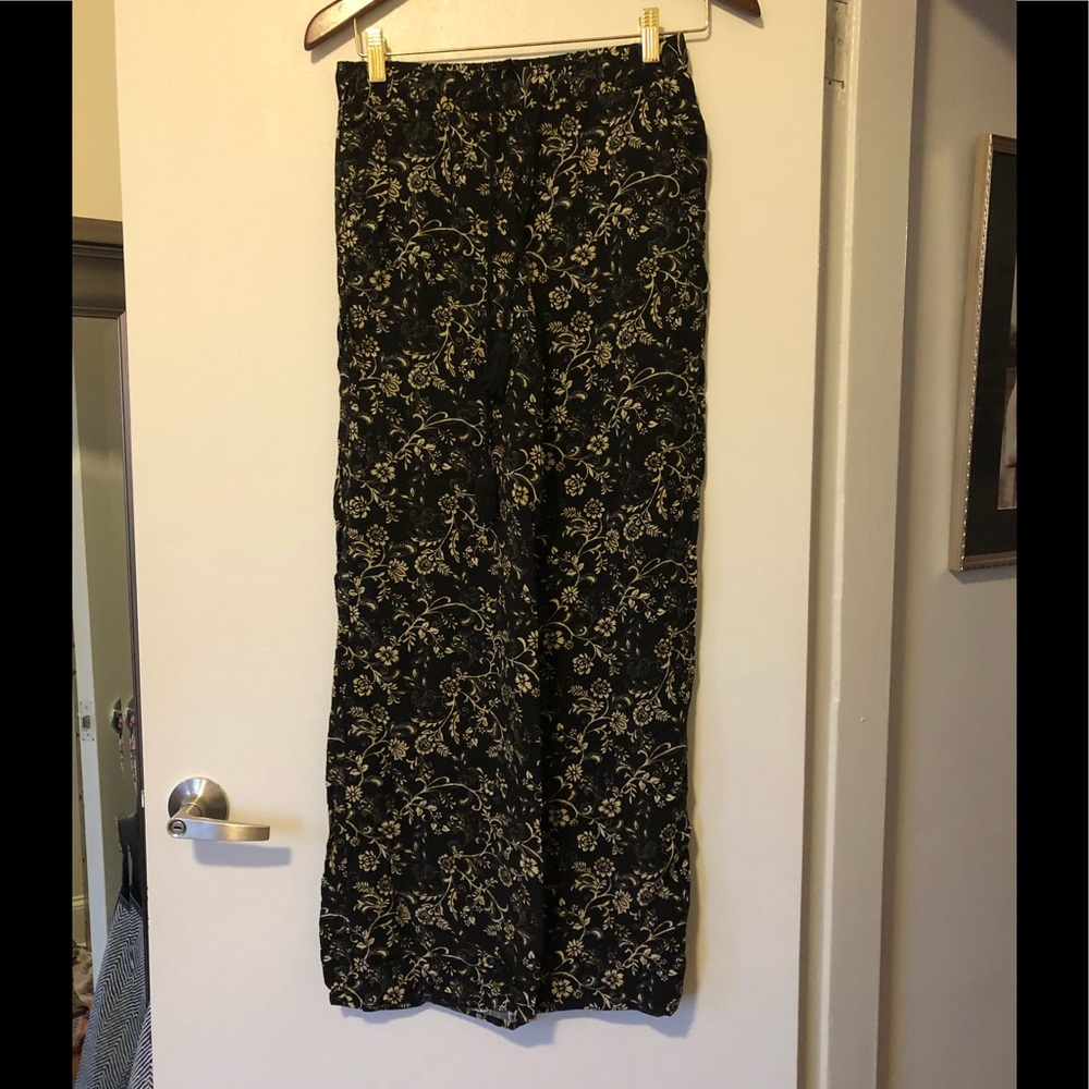 Black Floral Pants